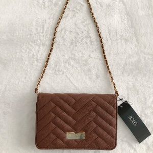 NWT BCBG Paris Brown/ Gold Mini Quilted Handbag
